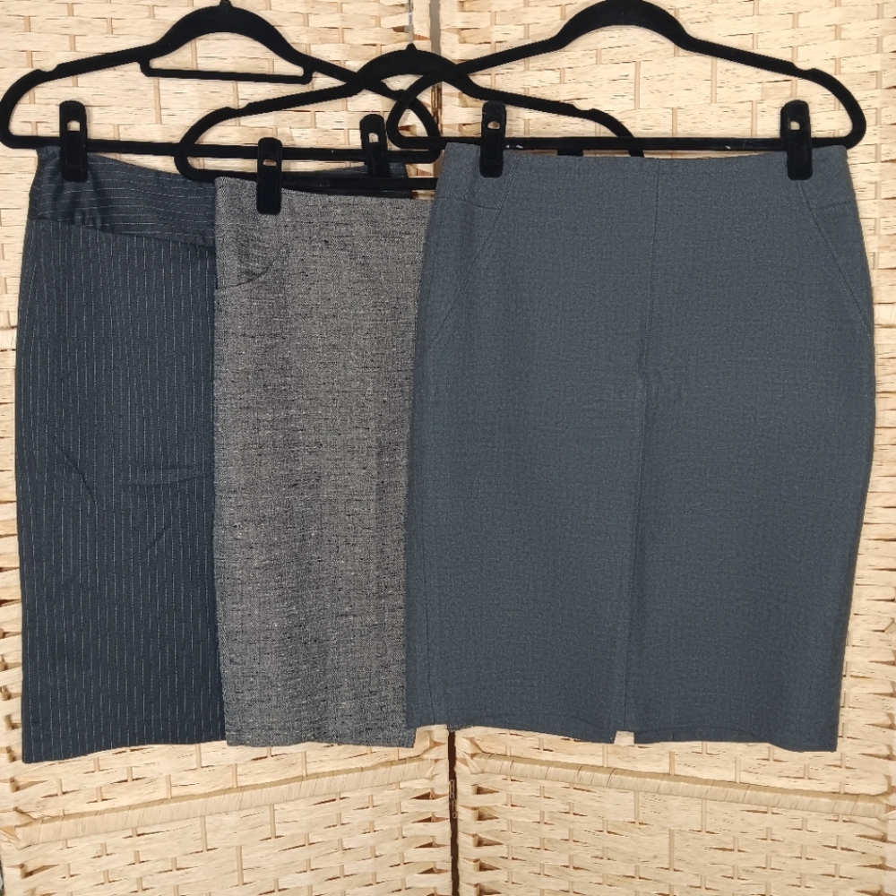 Lot 3 Pencil Skirts Gray Business H&M LOFT Forever 21 Small 4